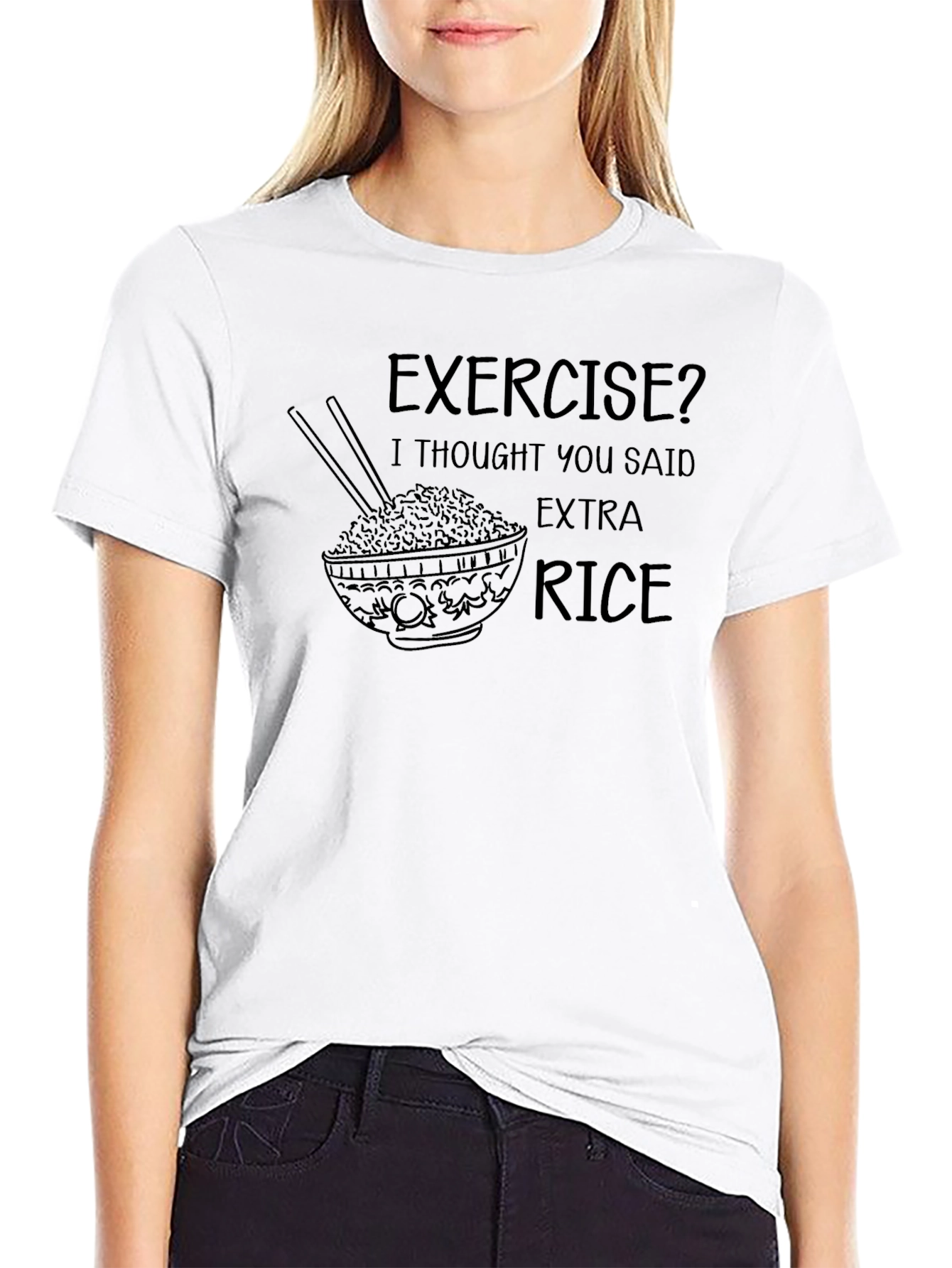 Extra Rice Black Tee - Funny Graphic T-Shirt