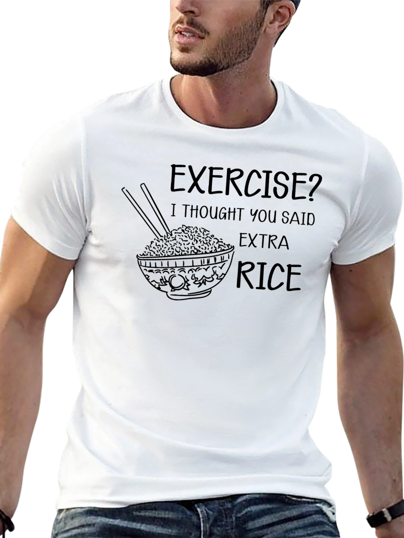 Extra Rice Black Tee - Funny Graphic T-Shirt
