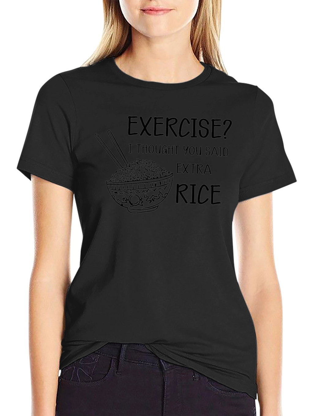 Extra Rice Black Tee - Funny Graphic T-Shirt