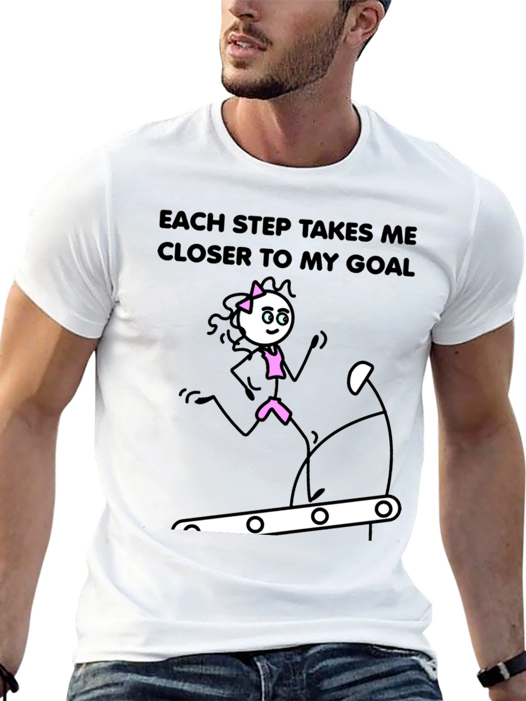 Motivational Fitness Stick Figure Graphic T-Shirt