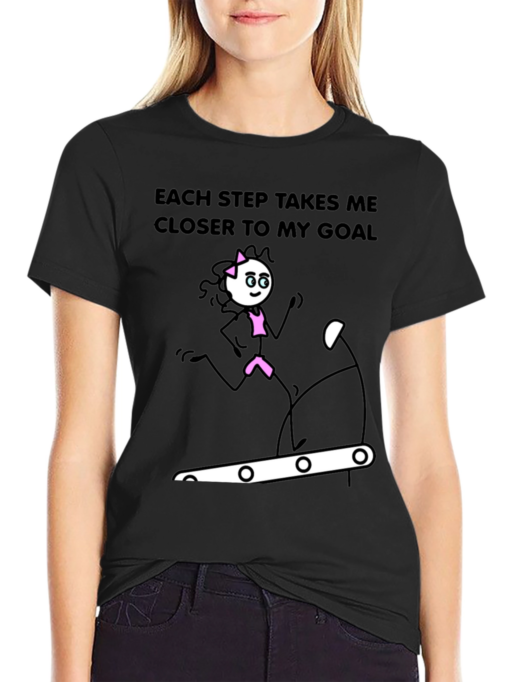 Motivational Fitness Stick Figure Graphic T-Shirt