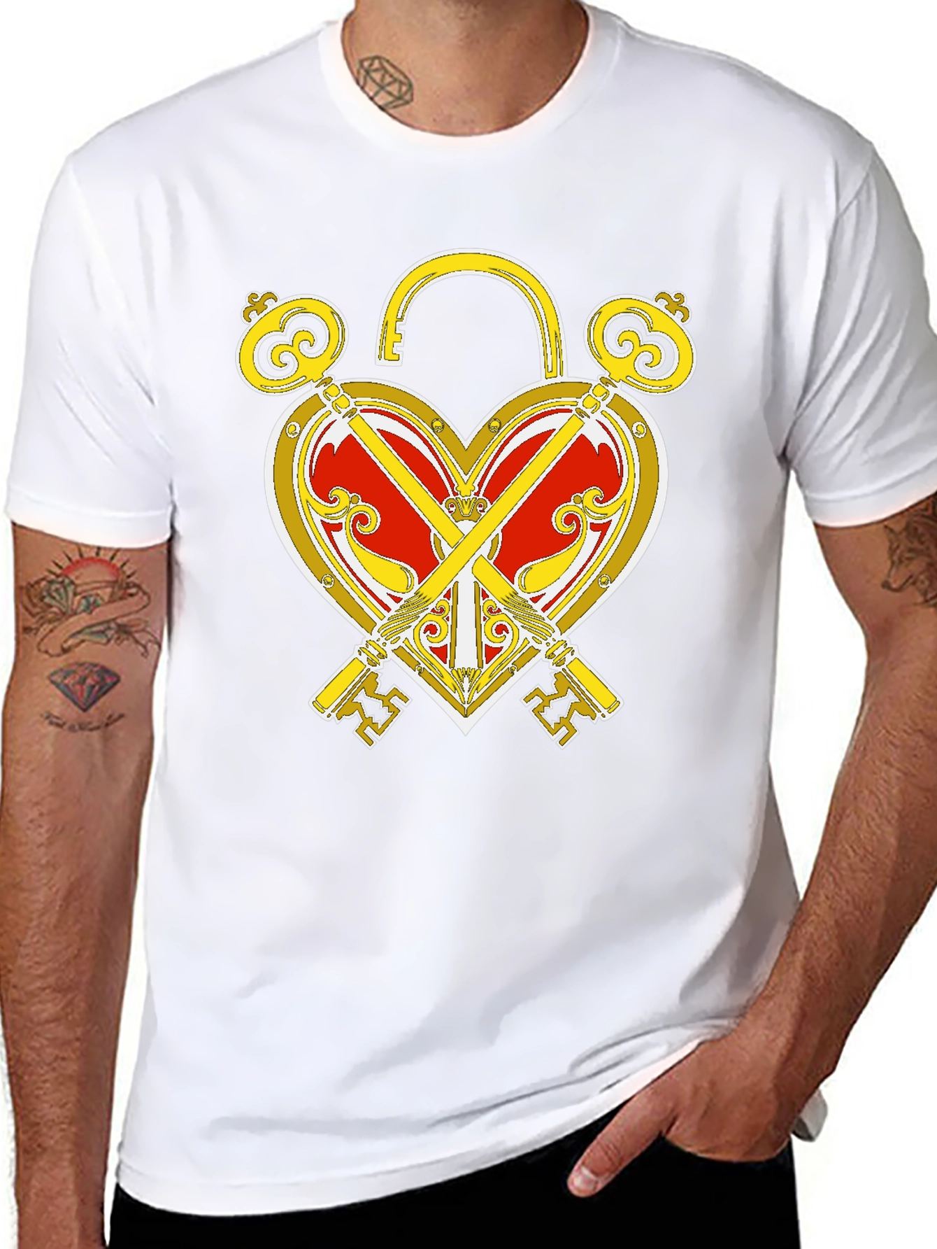Heart Lock and Keys Graphic T-Shirt