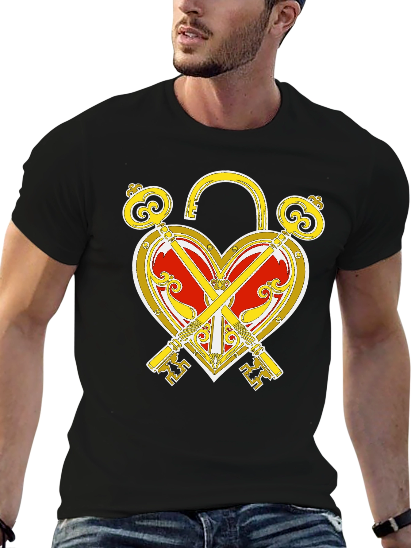 Heart Lock and Keys Graphic T-Shirt