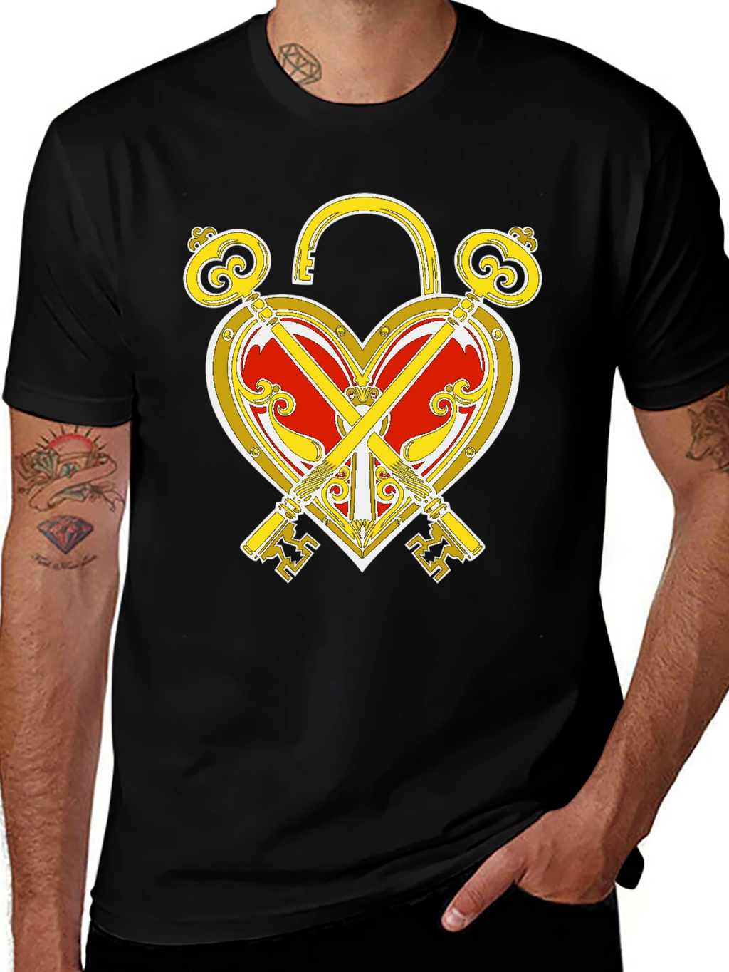 Heart Lock and Keys Graphic T-Shirt