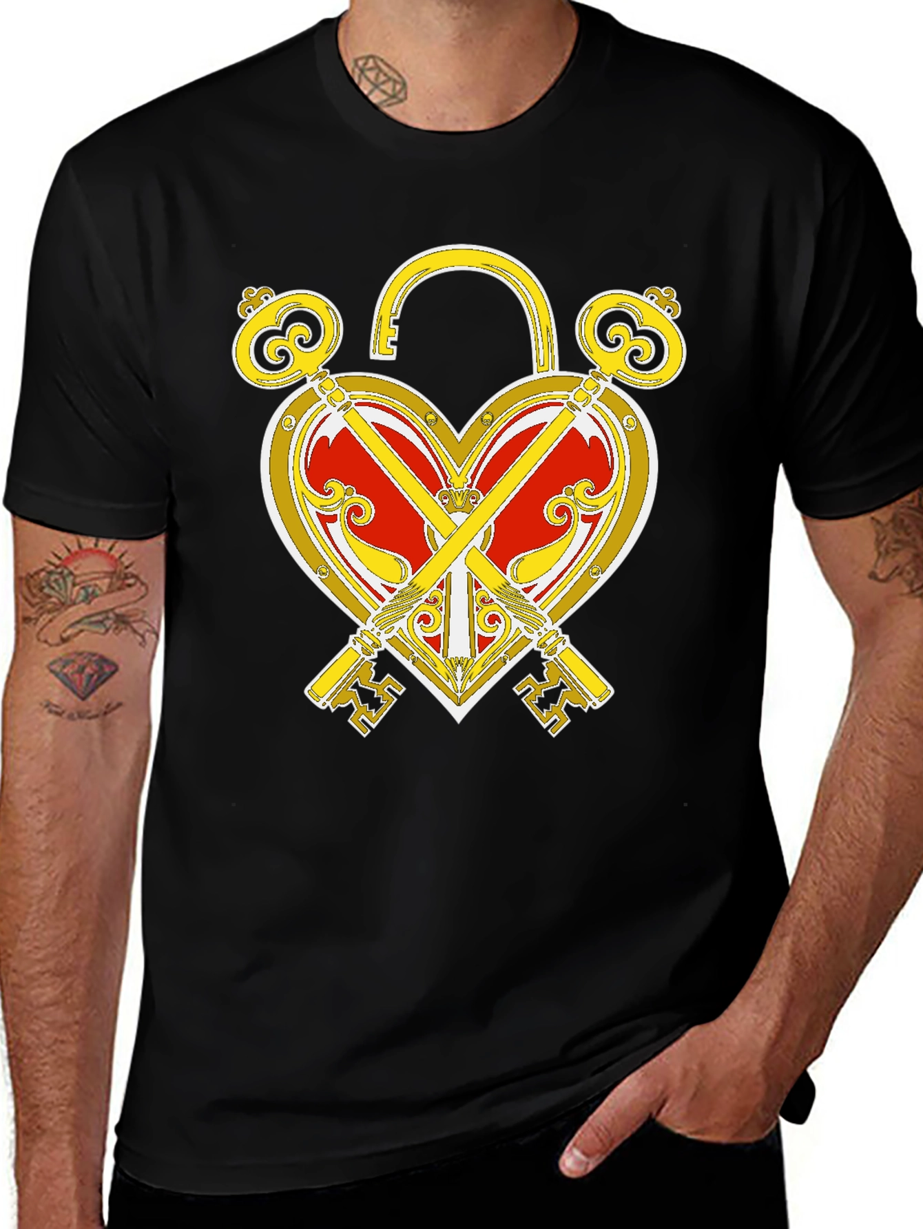 Heart Lock and Keys Graphic T-Shirt