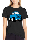 Cartoon Monster Car Graphic Black T-Shirt