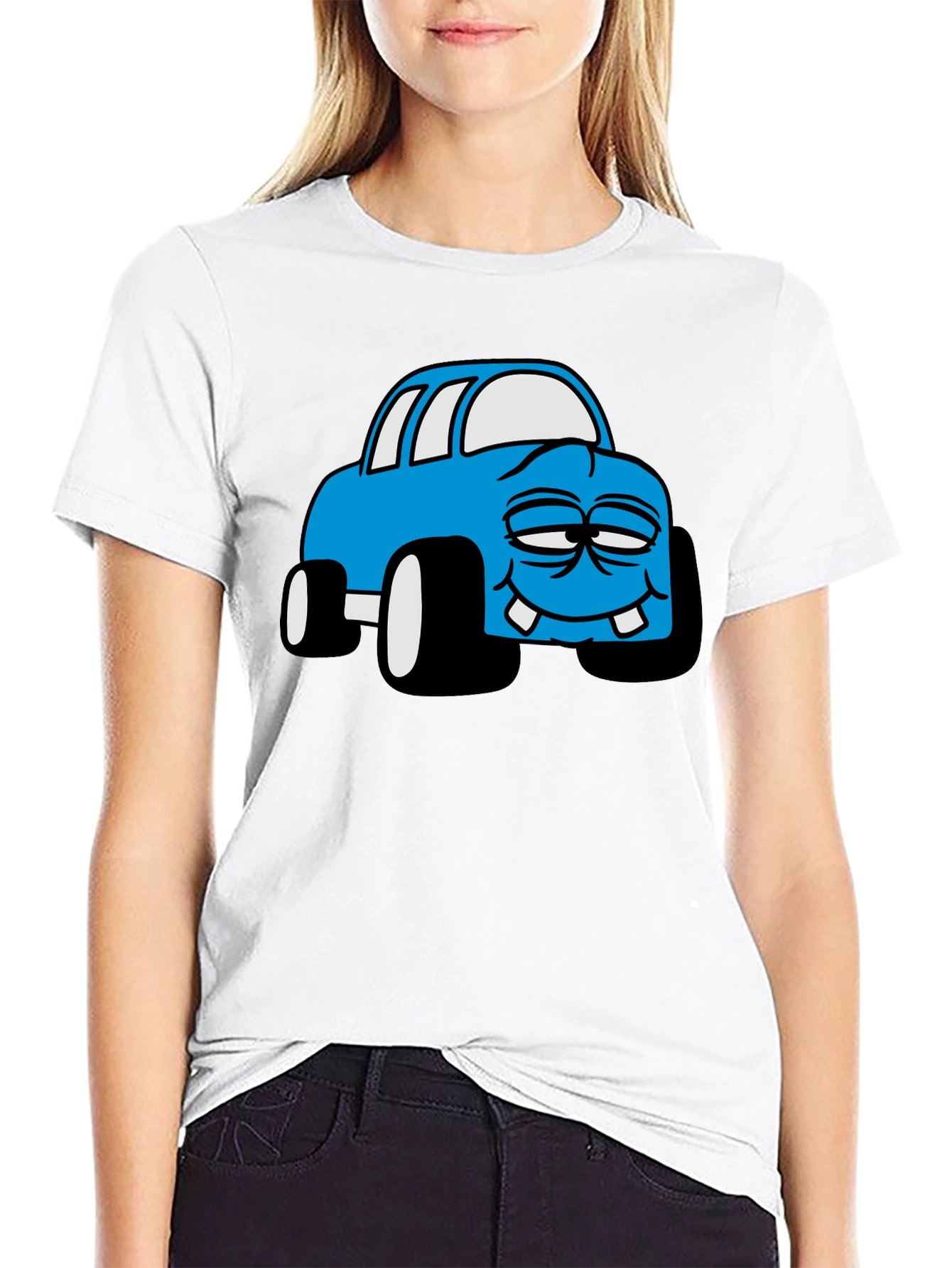 Cartoon Monster Car Graphic Black T-Shirt