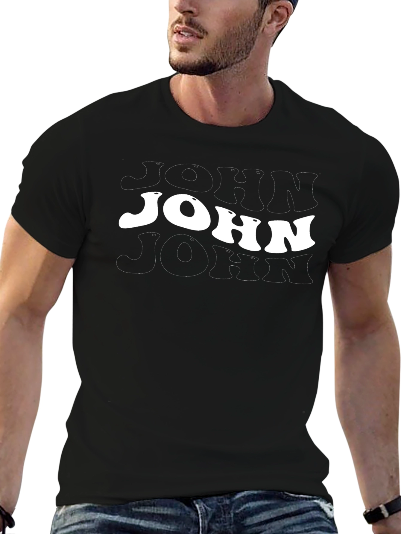 Retro John Graphic Tee - Black Cotton T-Shirt