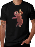 Funny Sloth Pole Dancing Black T-Shirt