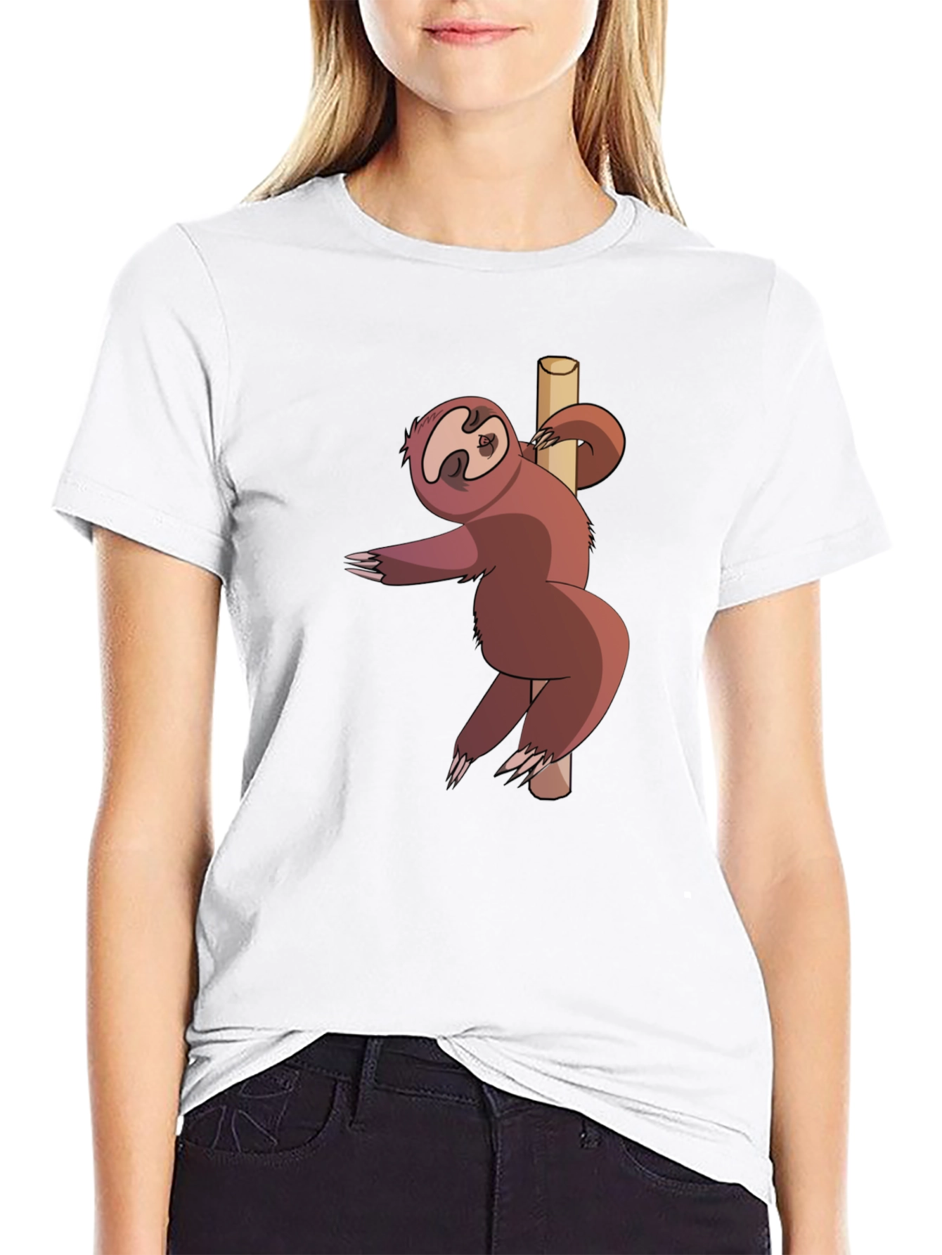 Funny Sloth Pole Dancing Black T-Shirt