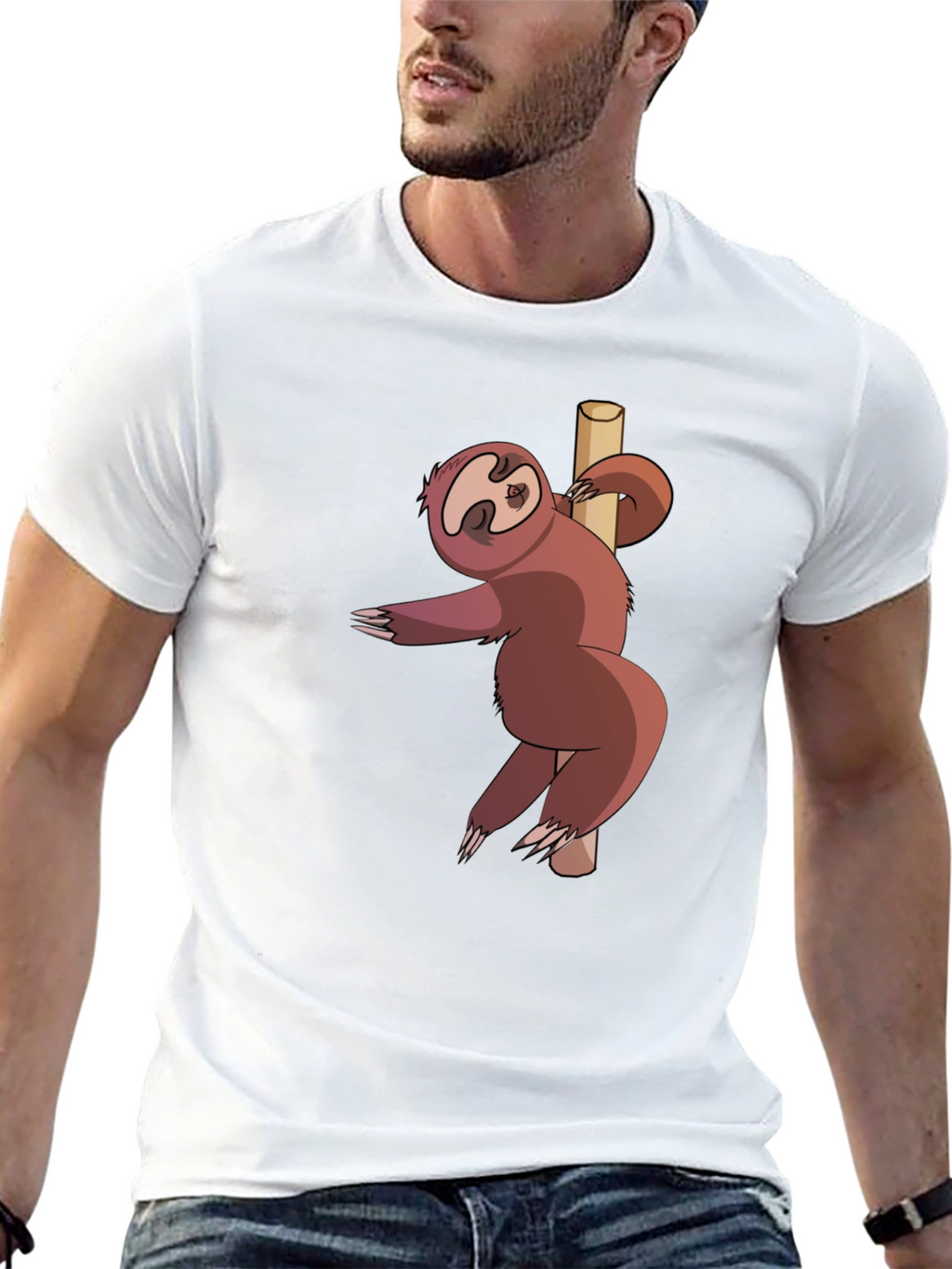Funny Sloth Pole Dancing Black T-Shirt