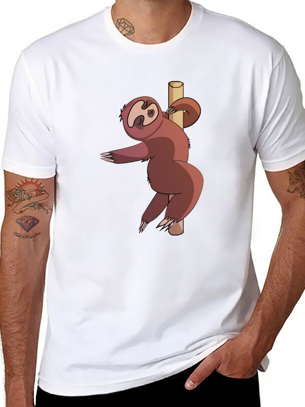 Funny Sloth Pole Dancing Black T-Shirt