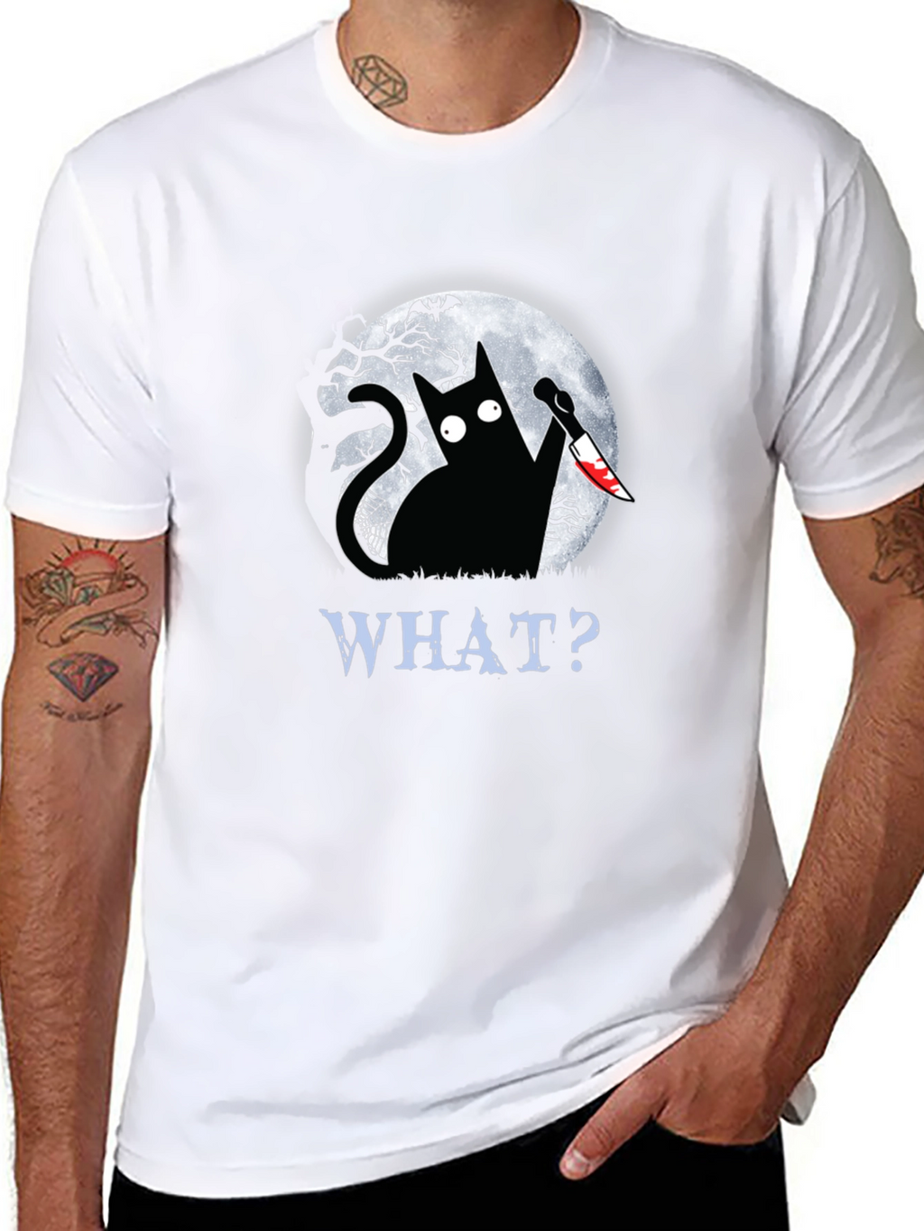 Creepy Cat Halloween Graphic T-Shirt