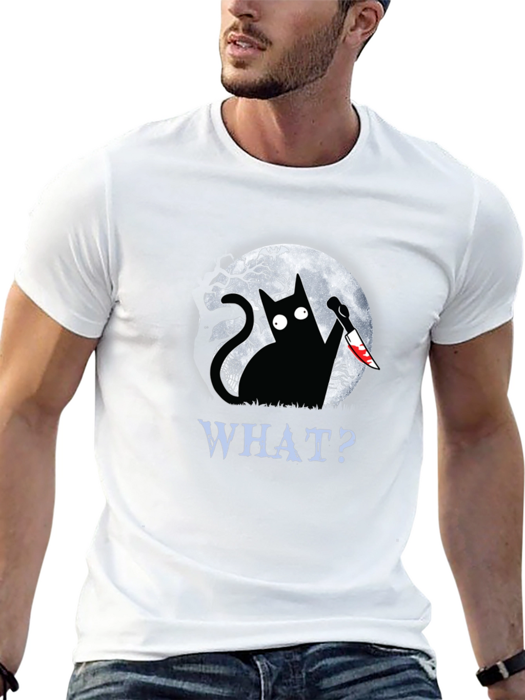 Creepy Cat Halloween Graphic T-Shirt
