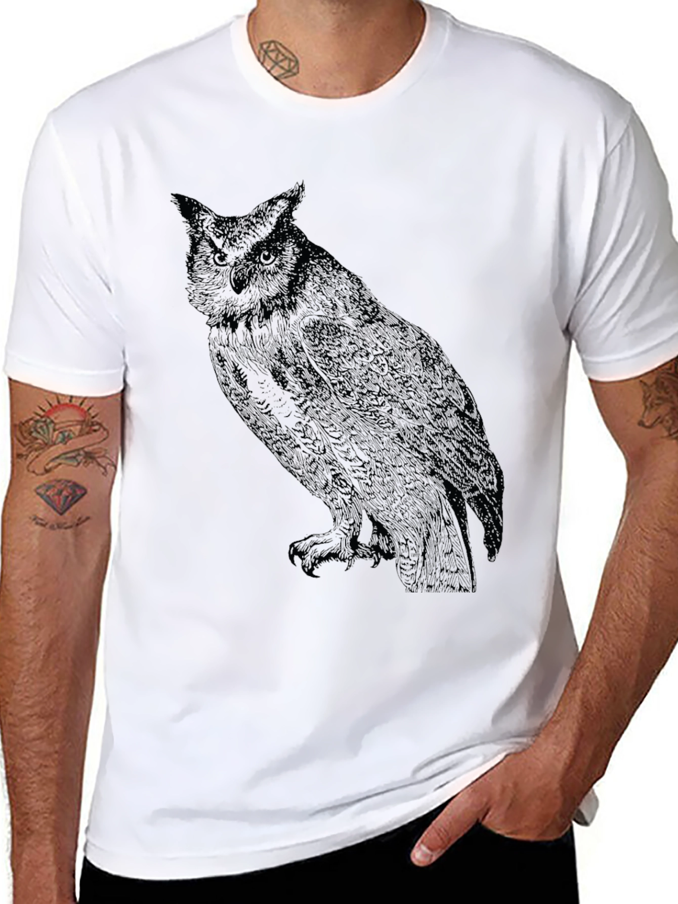 Black Owl Graphic T-Shirt - Mens