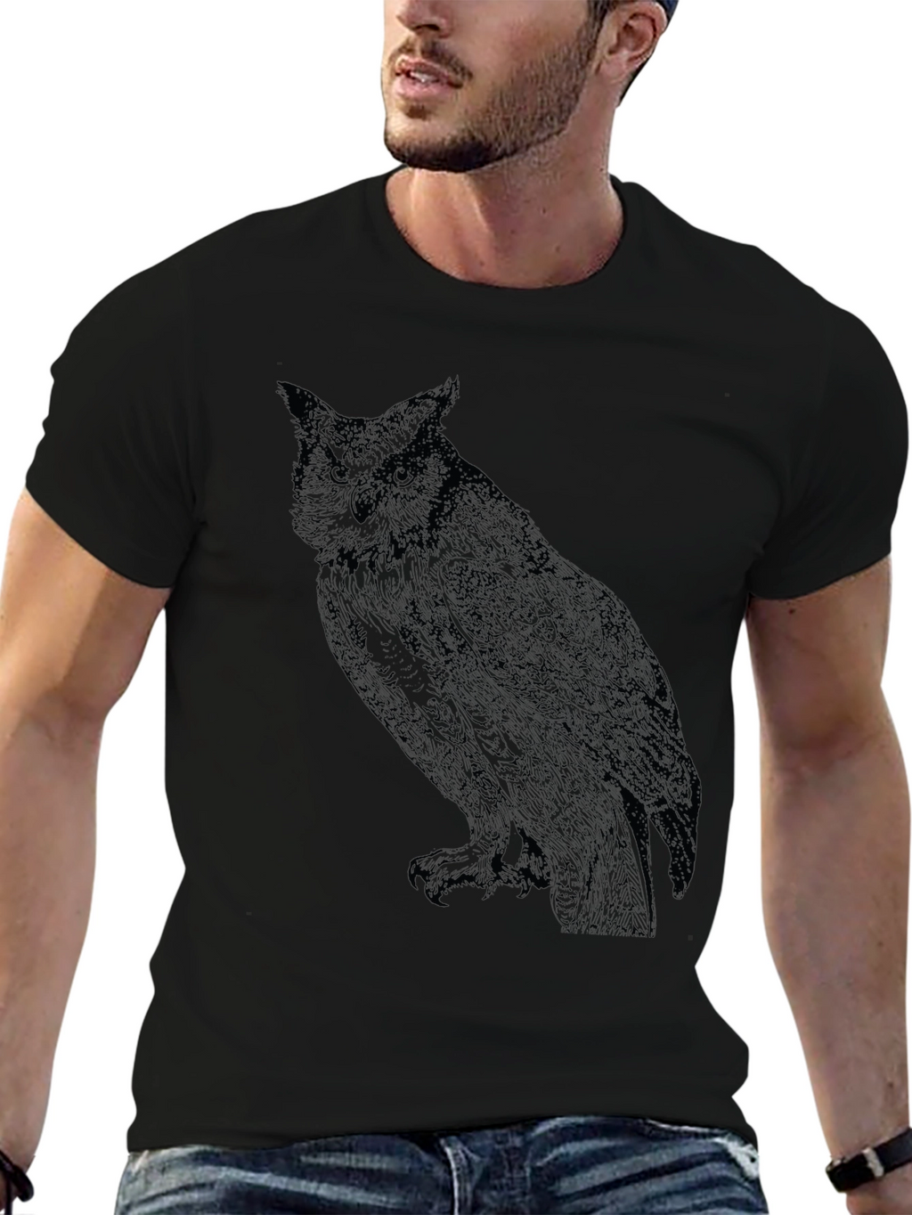 Black Owl Graphic T-Shirt - Mens