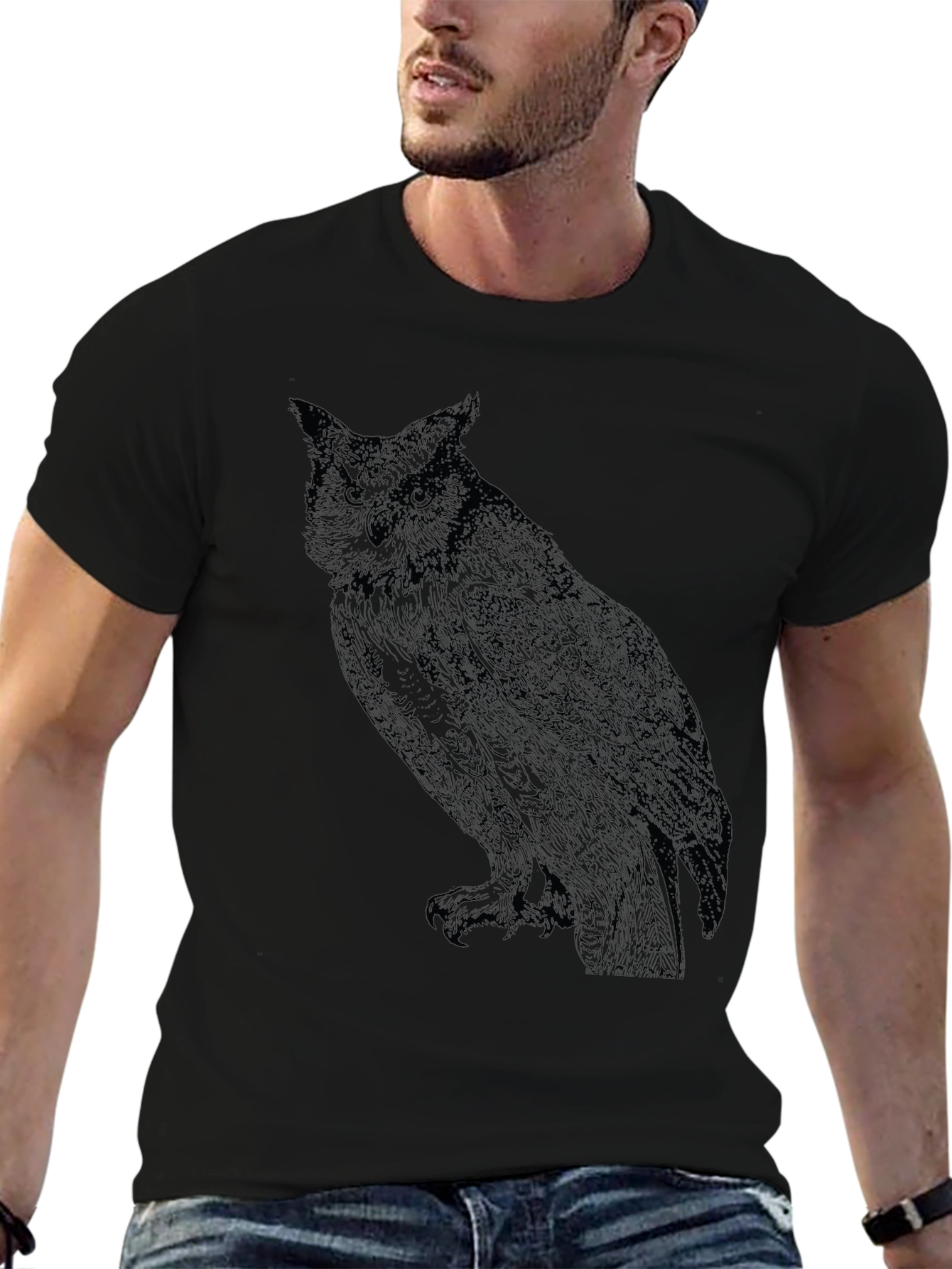 Black Owl Graphic T-Shirt - Mens