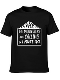 Mountains Are Calling Black Graphic Tee