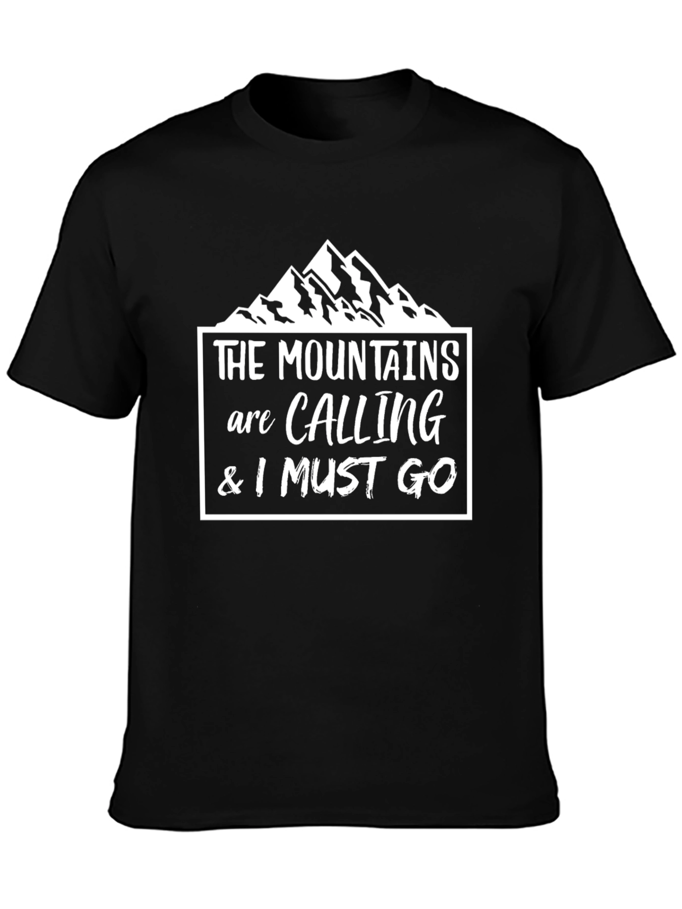 Mountains Are Calling Black Graphic Tee