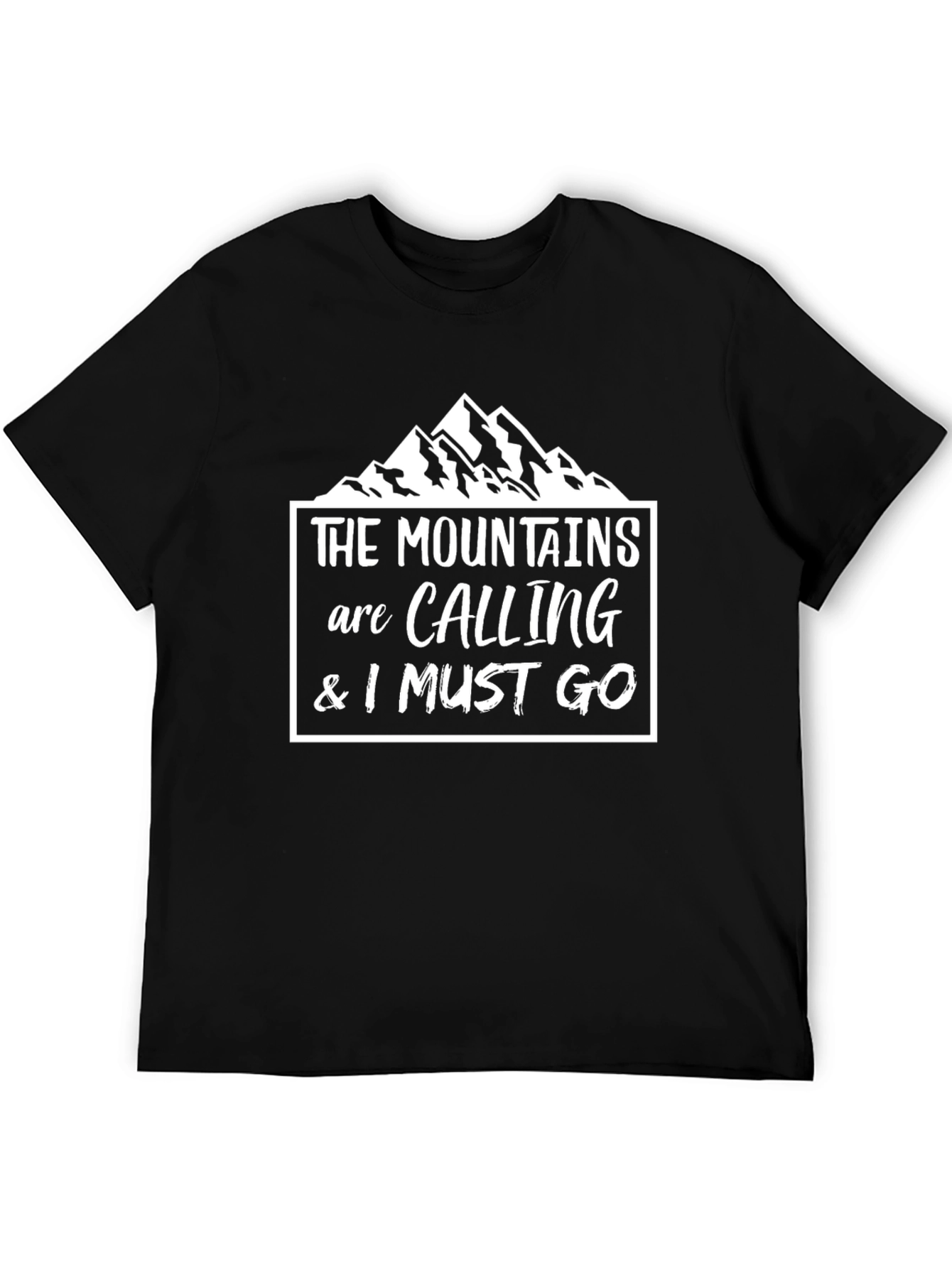 Mountains Are Calling Black Graphic Tee