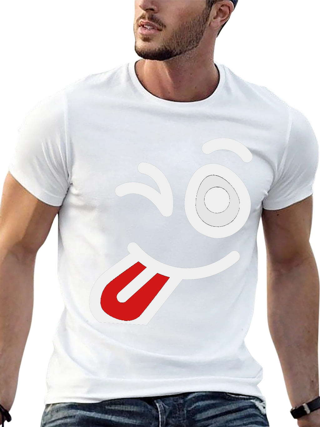 Winking Face Graphic Tee - Fun & Playful