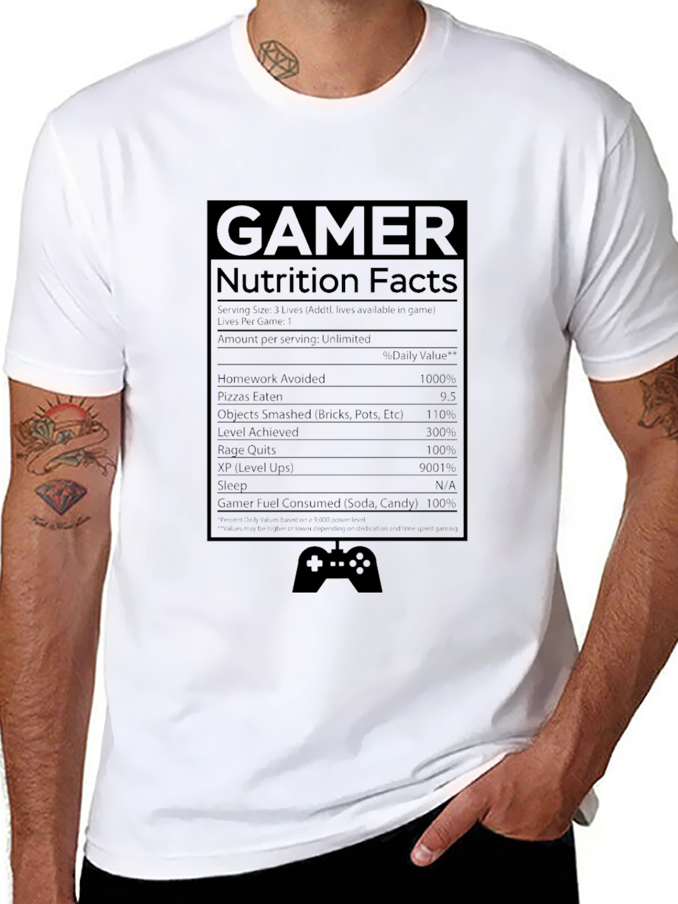 Gamer Nutrition Facts Black T-Shirt