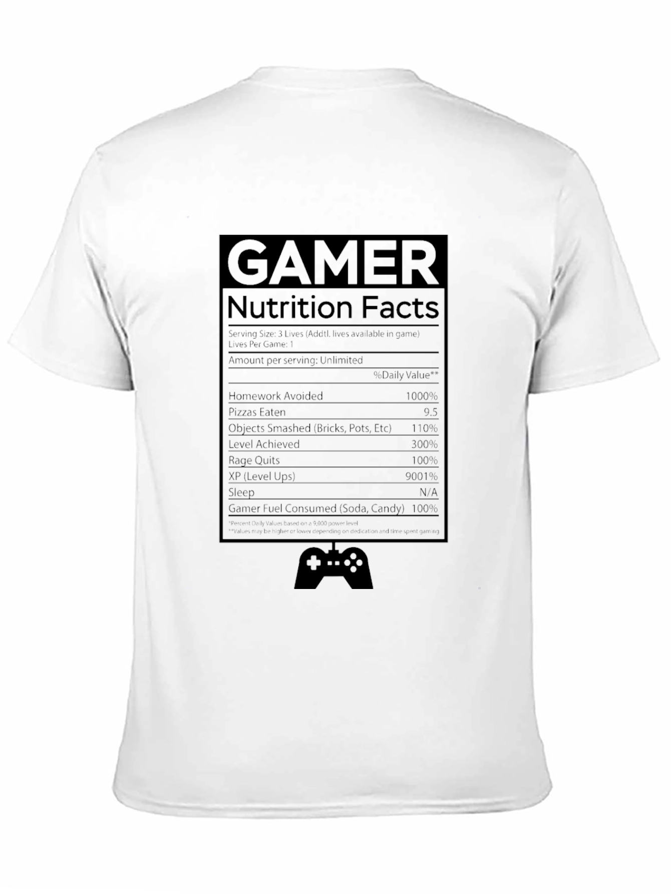 Gamer Nutrition Facts Black T-Shirt