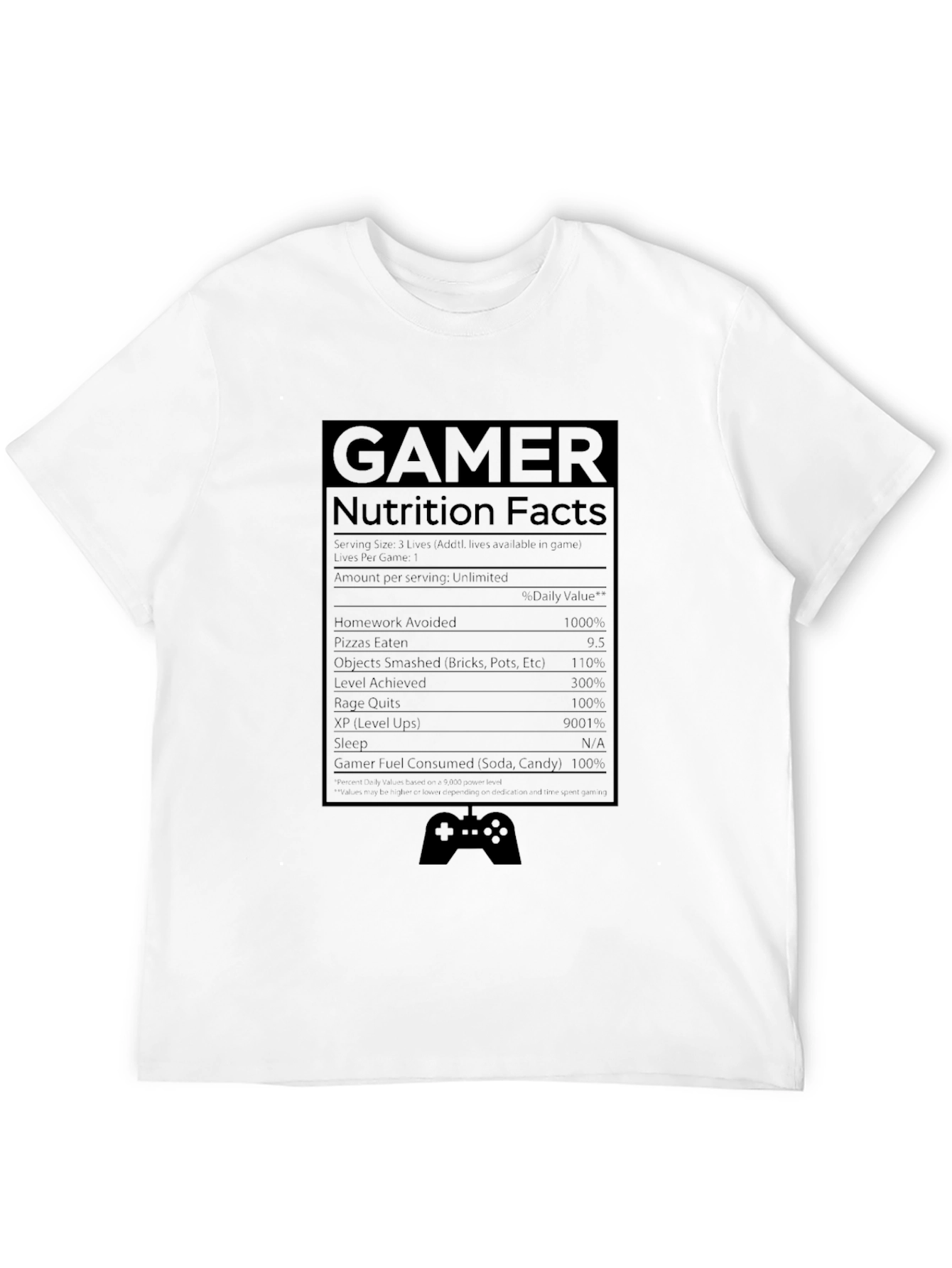 Gamer Nutrition Facts Black T-Shirt
