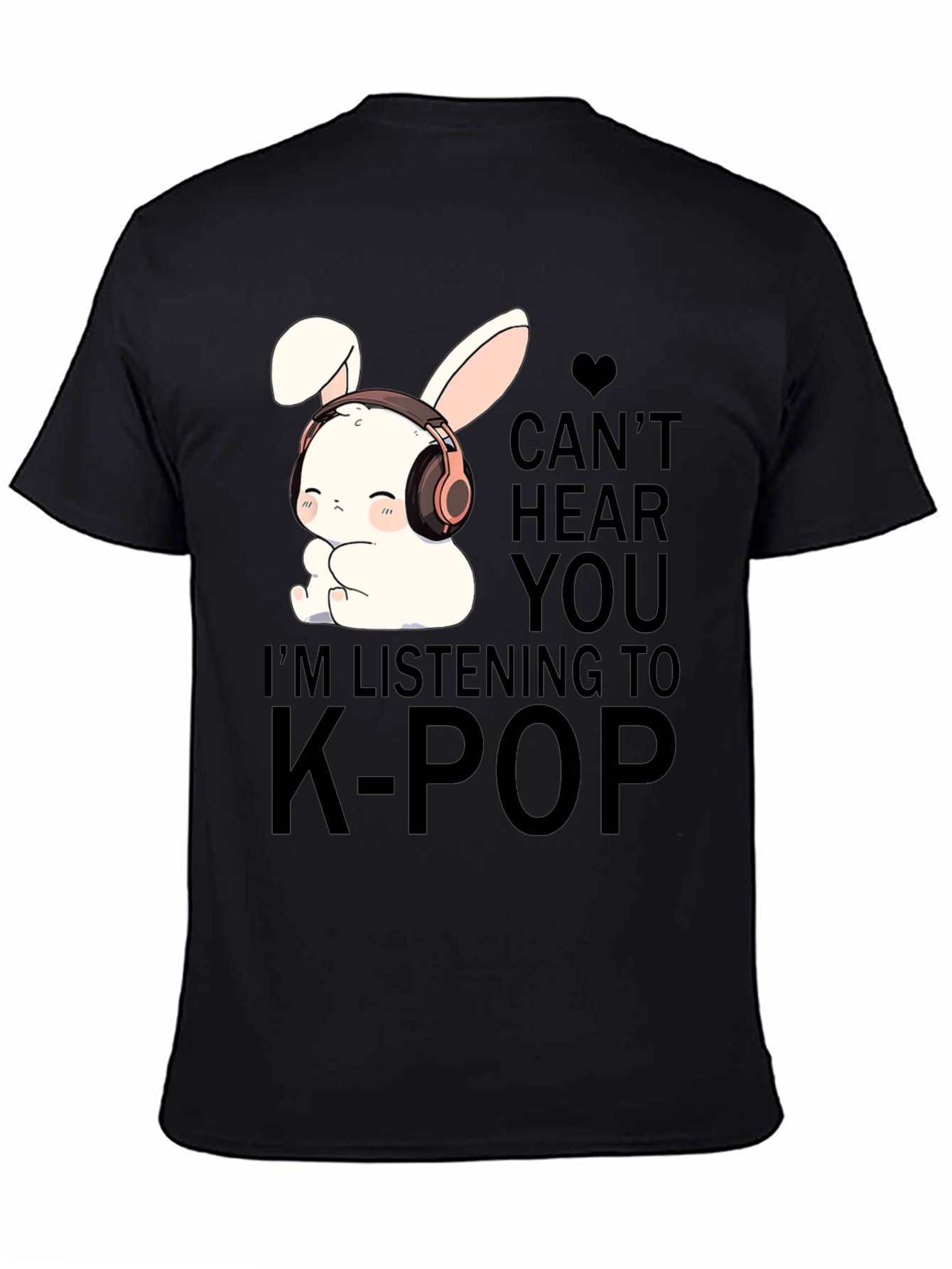 K-Pop Music T-Shirt with Cute Bunny