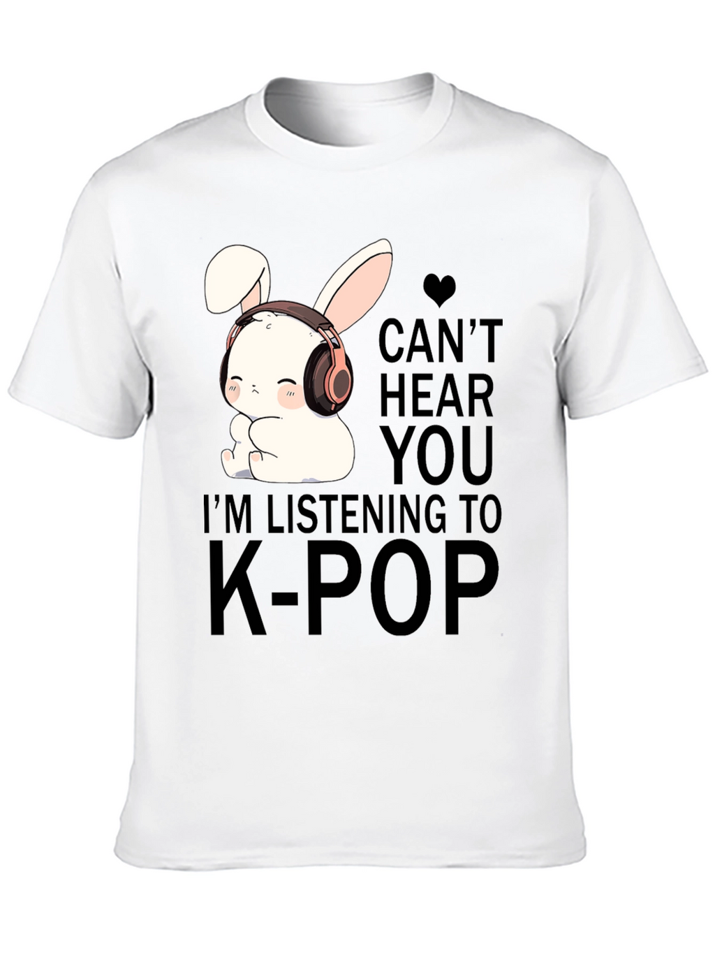 K-Pop Music T-Shirt with Cute Bunny