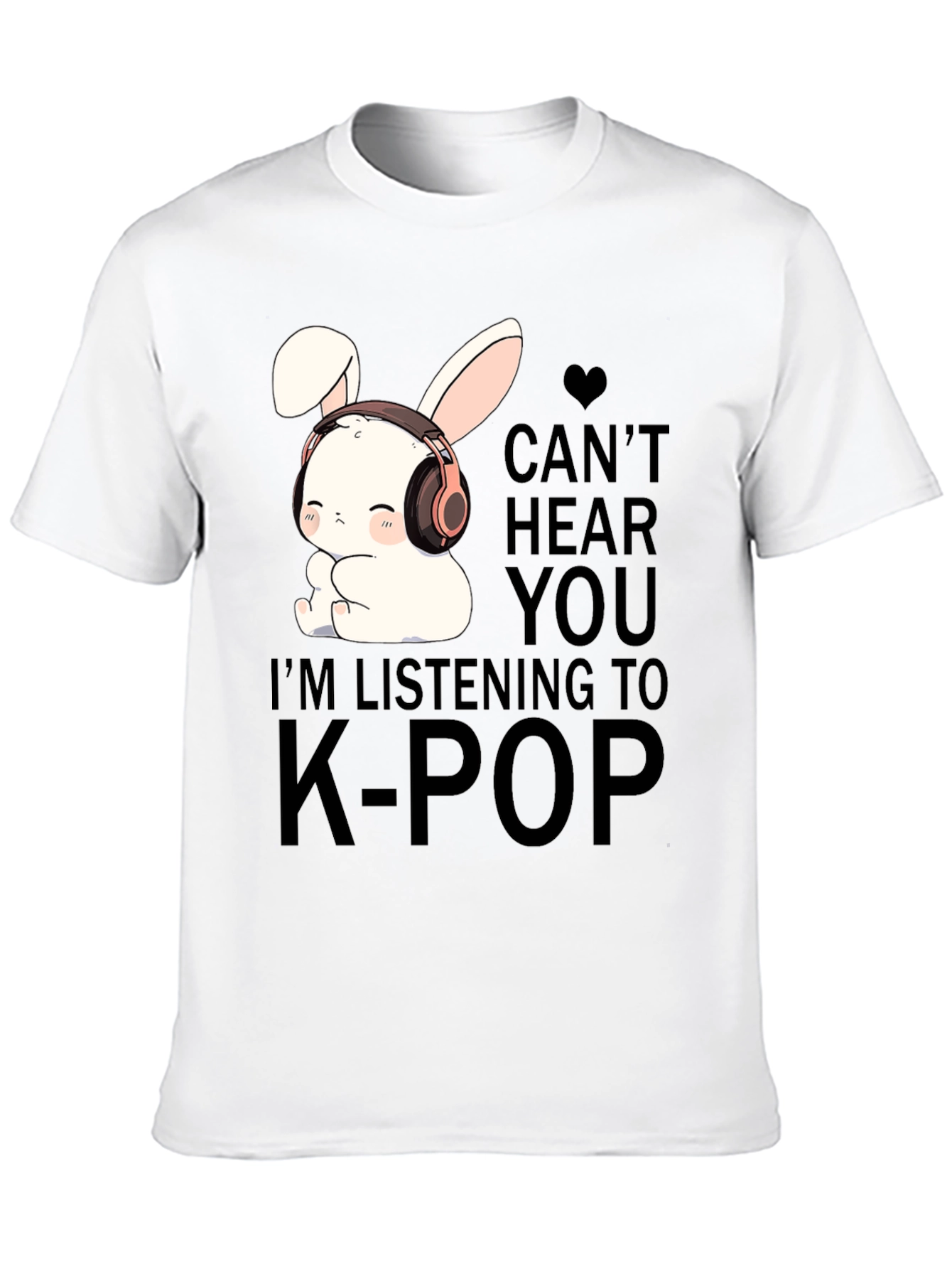 K-Pop Music T-Shirt with Cute Bunny