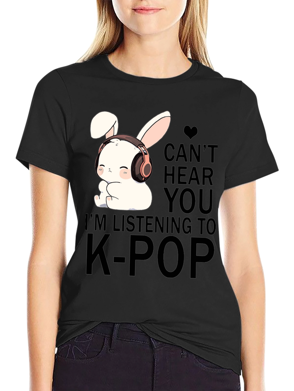 K-Pop Music T-Shirt with Cute Bunny