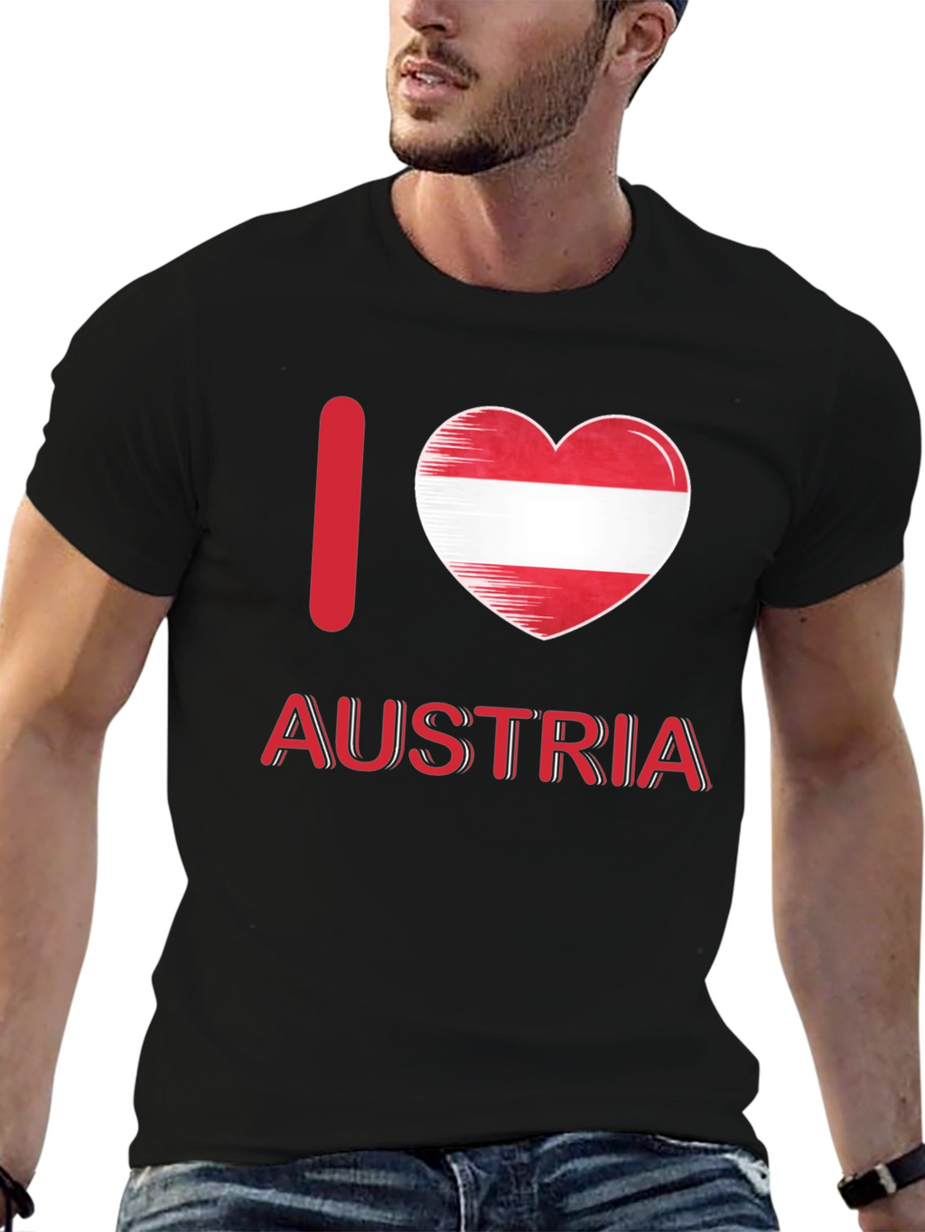 I Heart Austria T-Shirt - Black Cotton Tee