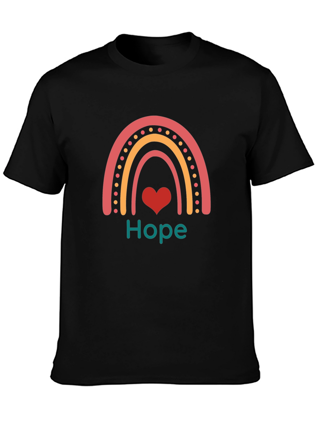 Hope Rainbow Heart Tee - Black Graphic T-Shirt