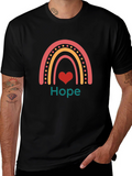 Hope Rainbow Heart Tee - Black Graphic T-Shirt