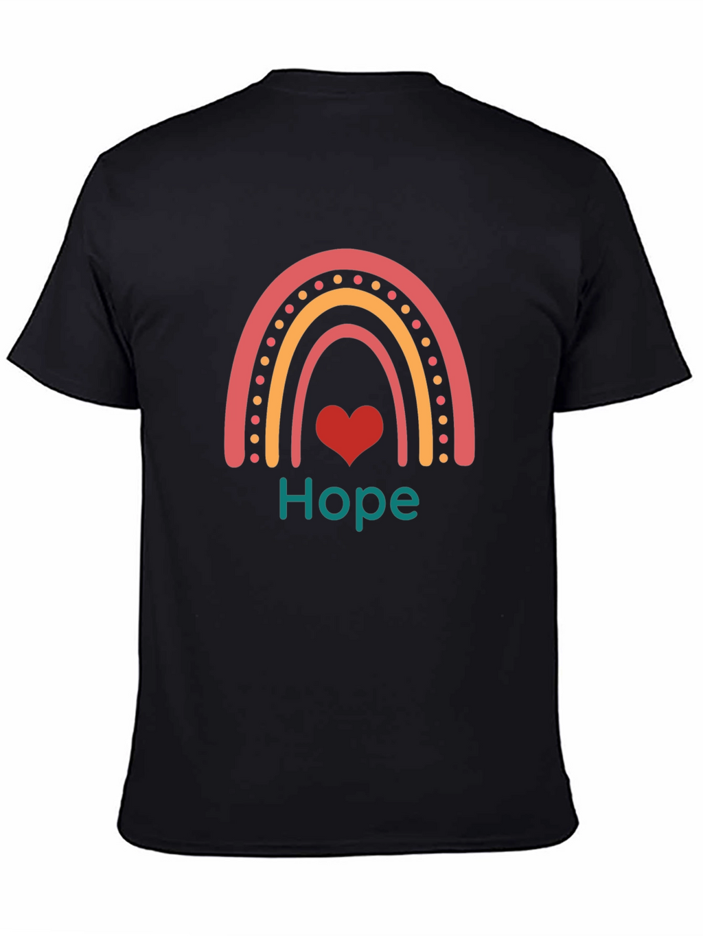 Hope Rainbow Heart Tee - Black Graphic T-Shirt