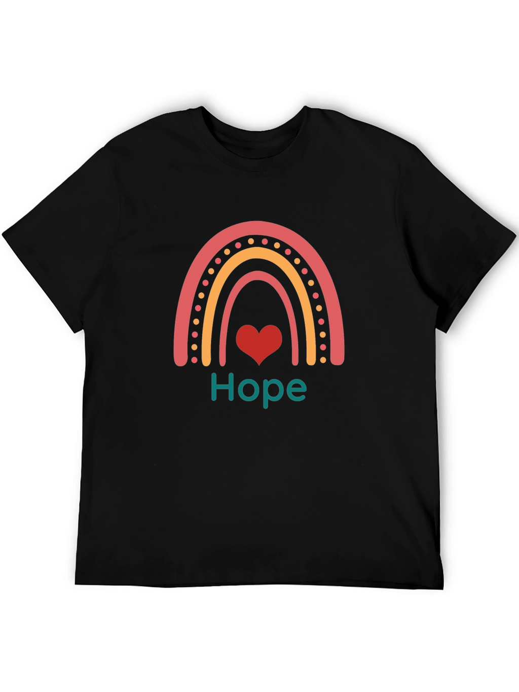 Hope Rainbow Heart Tee - Black Graphic T-Shirt