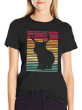 Retro Bear Deer Graphic Tee - Black