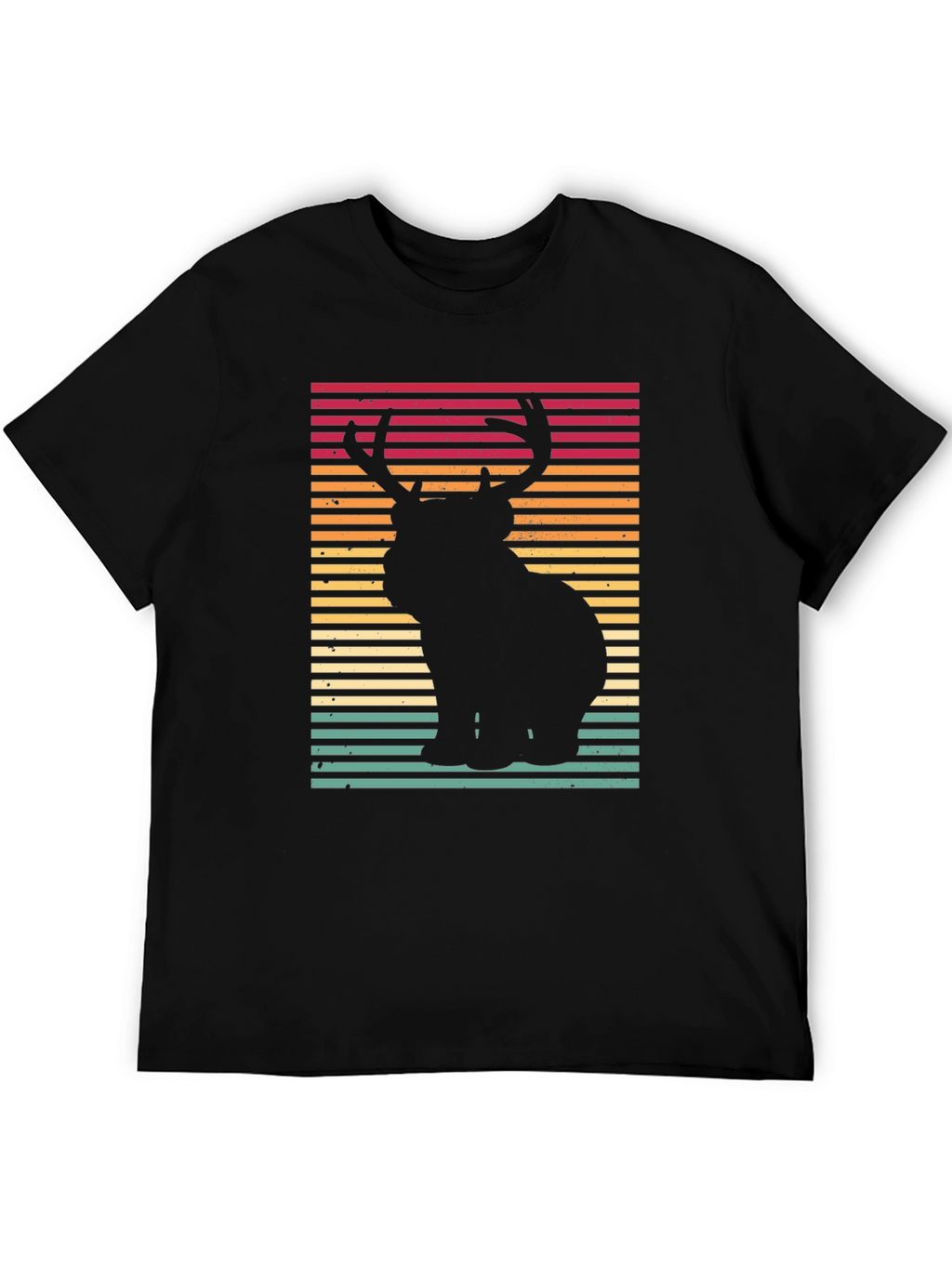 Retro Bear Deer Graphic Tee - Black
