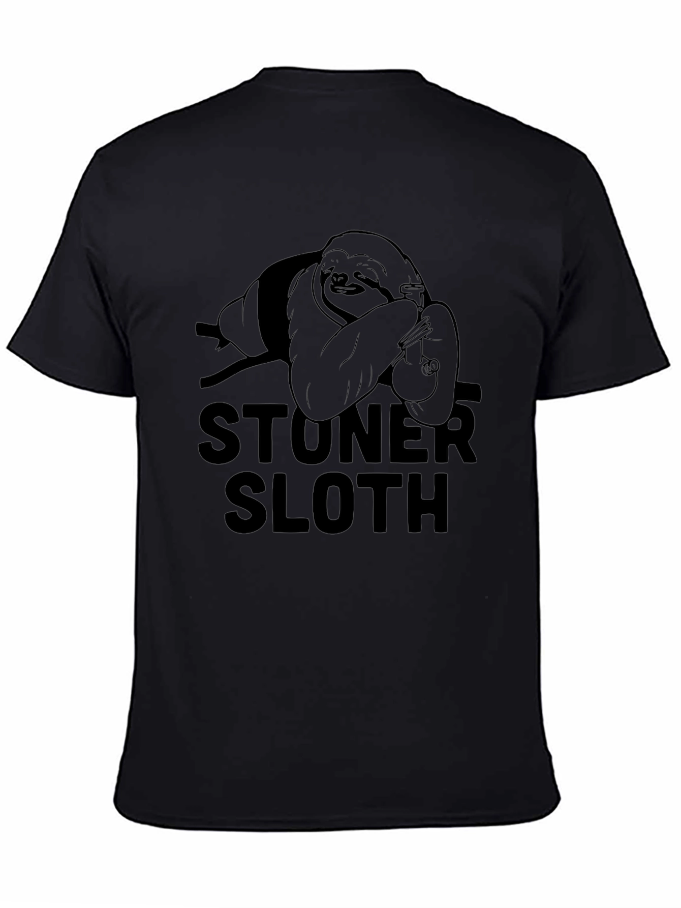 Stoner Sloth Graphic T-Shirt - Relaxed Fit Black Tee