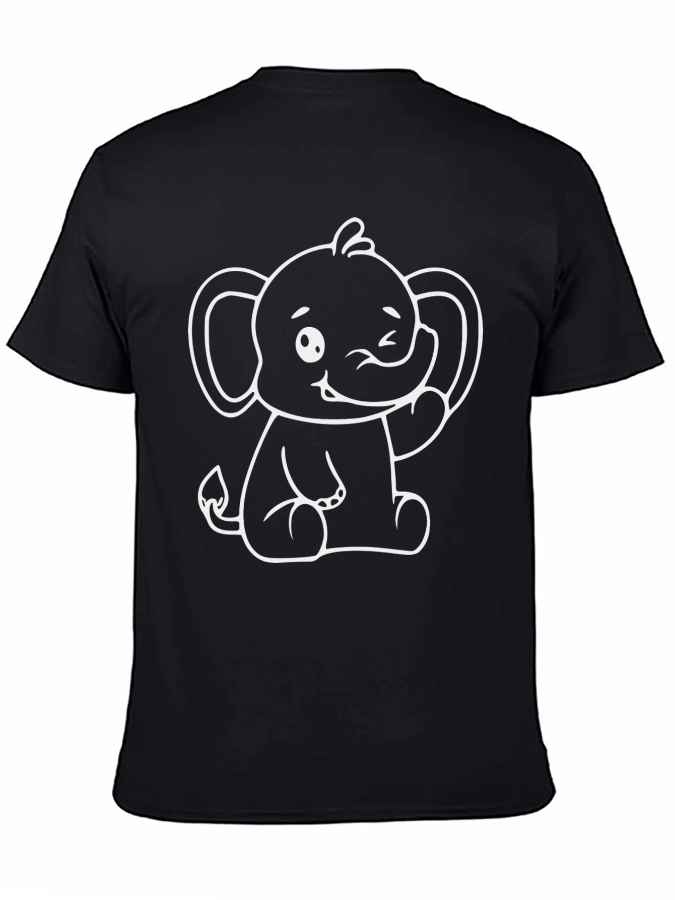 Cute Elephant Graphic Tee - Black Cotton Shirt