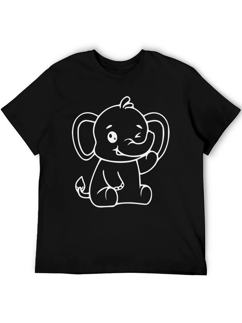 Cute Elephant Graphic Tee - Black Cotton Shirt