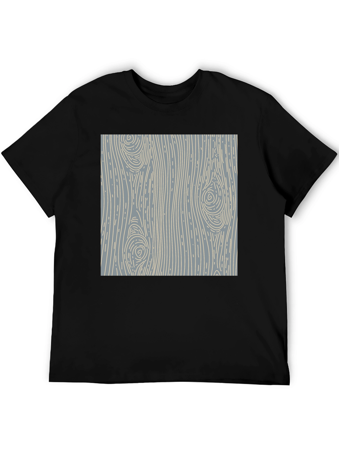 Wood Grain Pattern Black T-Shirt