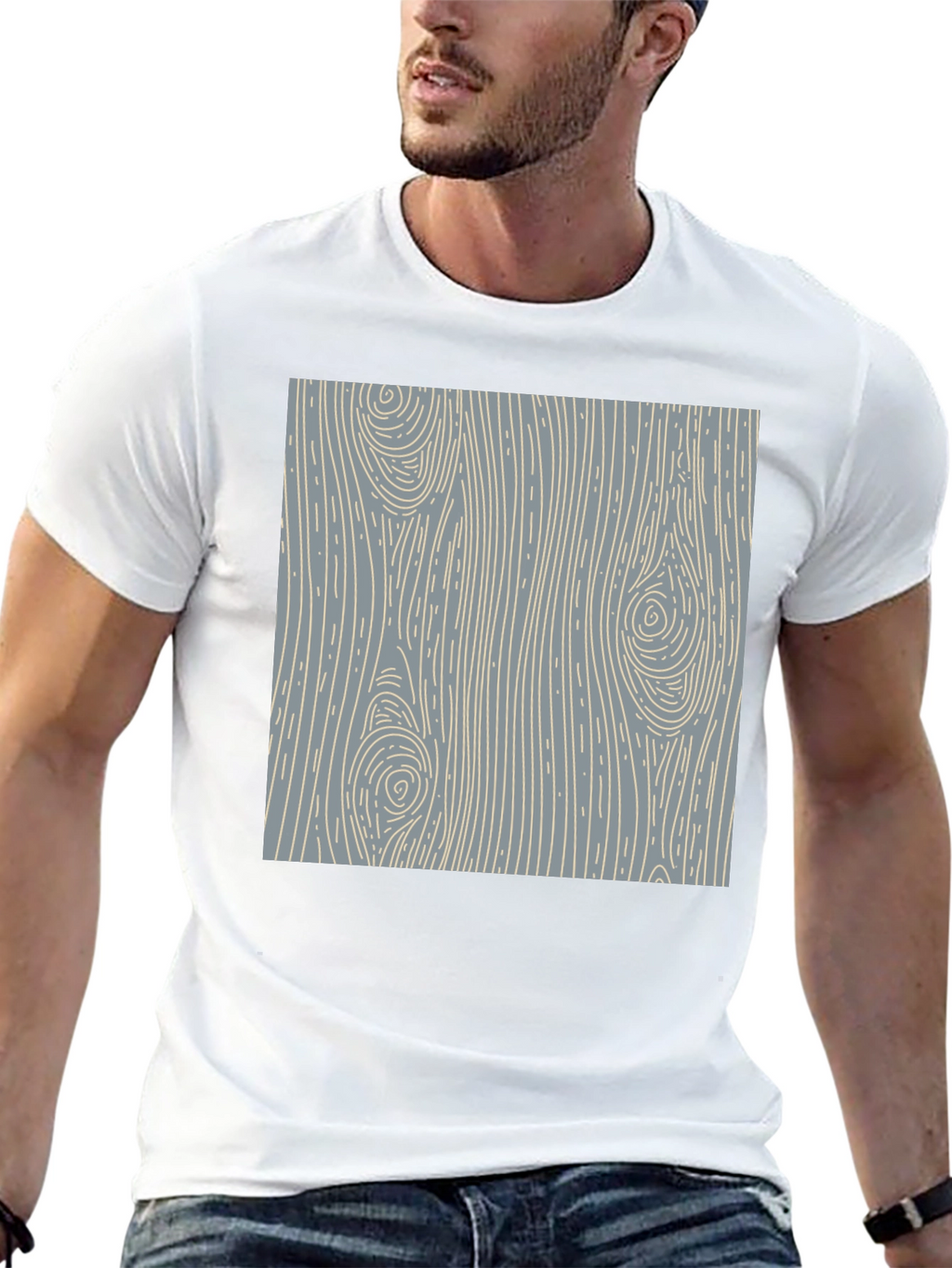 Wood Grain Pattern Black T-Shirt