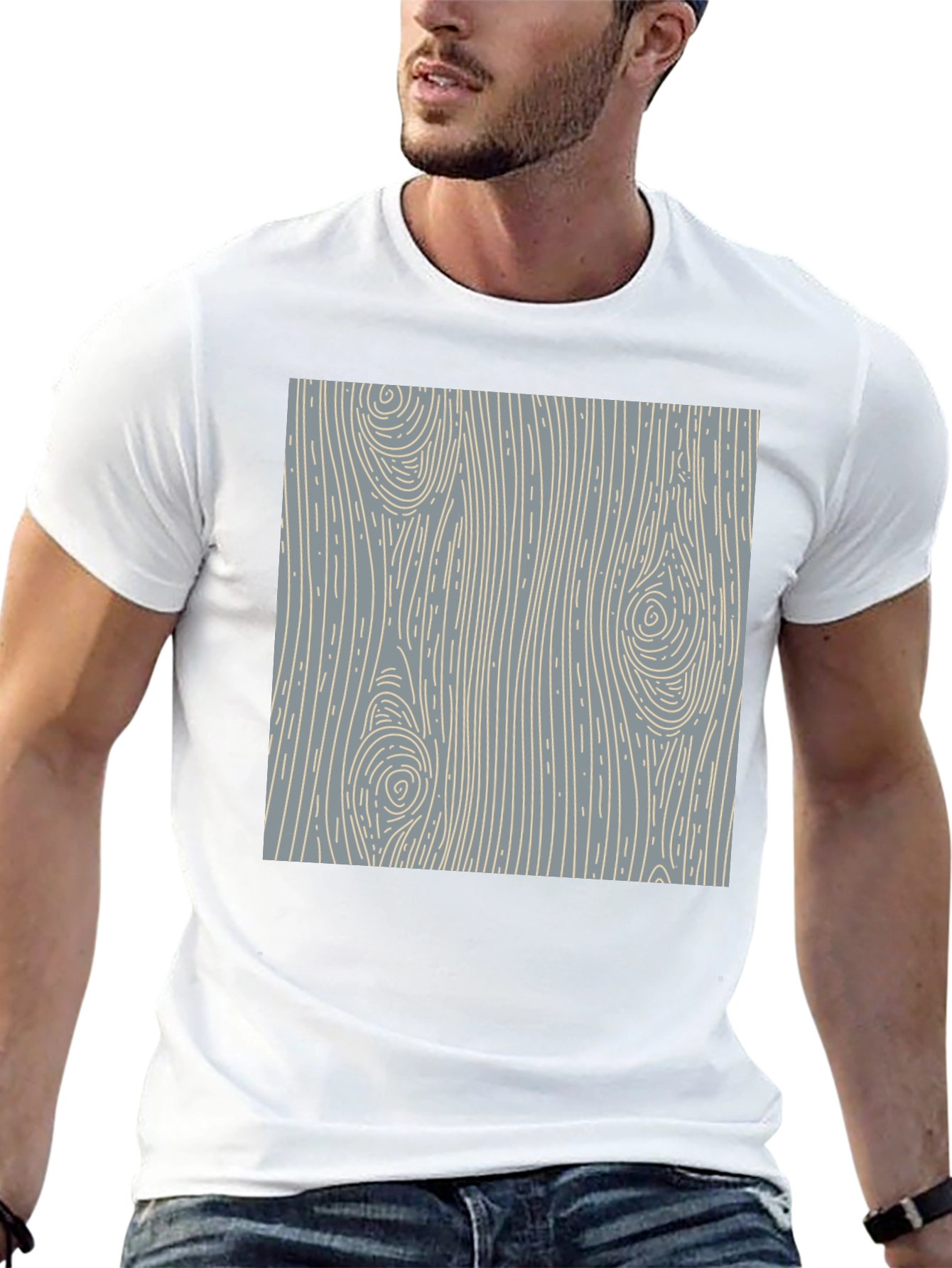 Wood Grain Pattern Black T-Shirt
