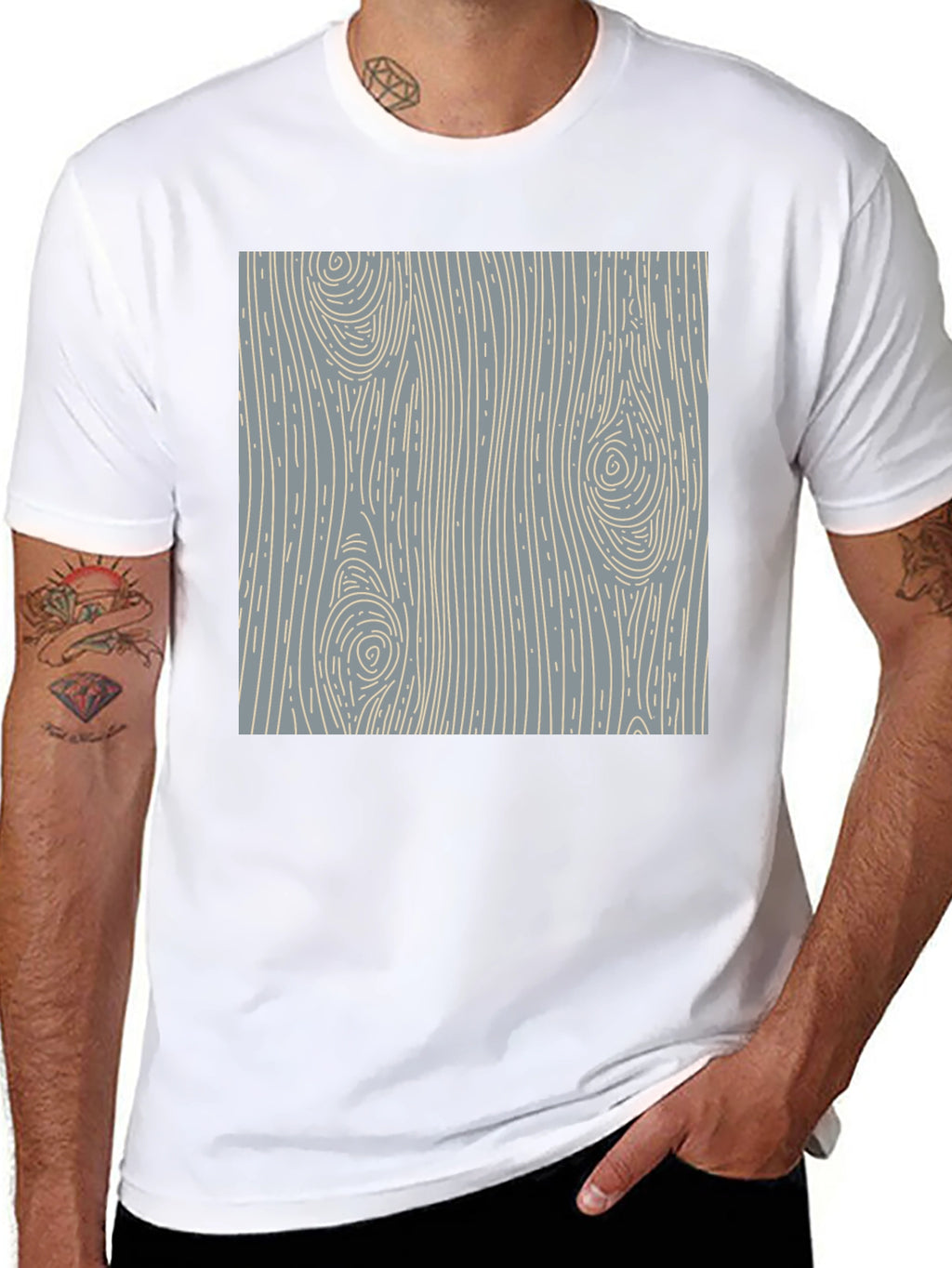 Wood Grain Pattern Black T-Shirt