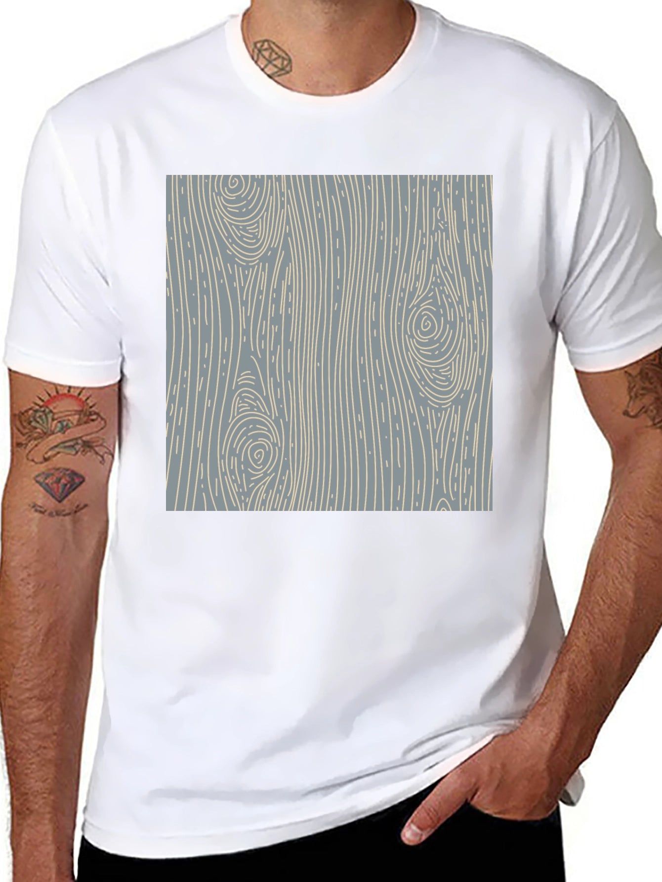 Wood Grain Pattern Black T-Shirt