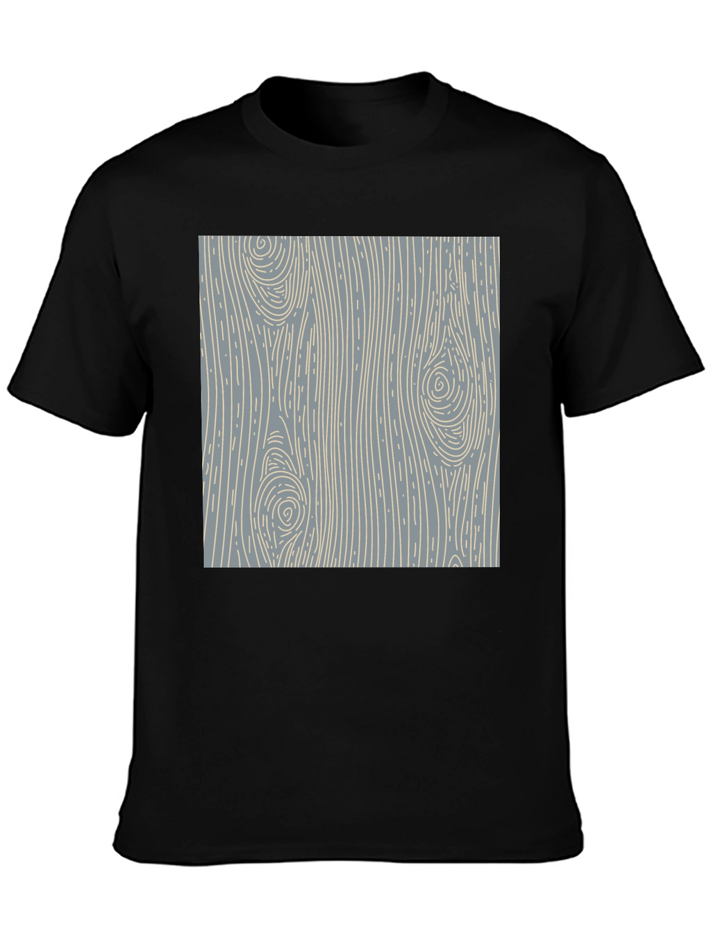Wood Grain Pattern Black T-Shirt