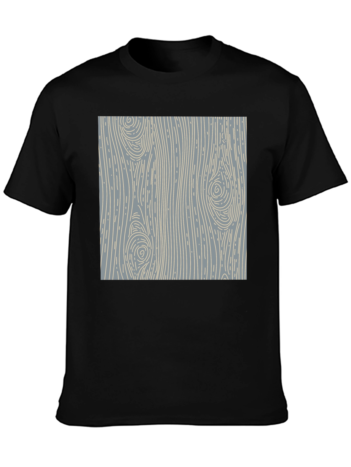 Wood Grain Pattern Black T-Shirt