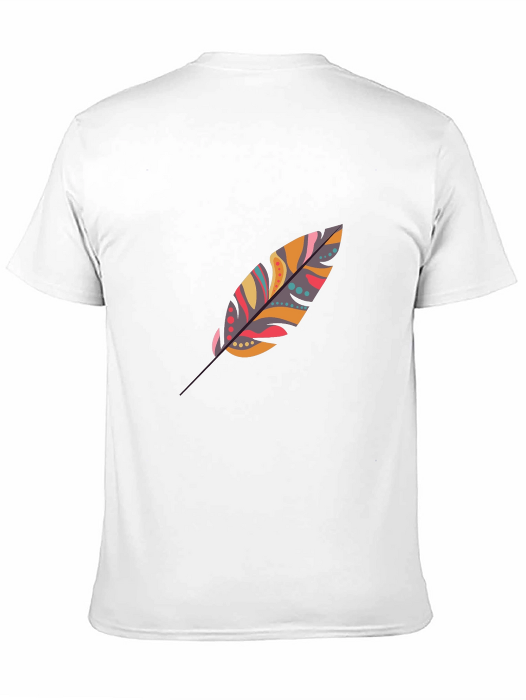Feather Print Black Casual T-Shirt